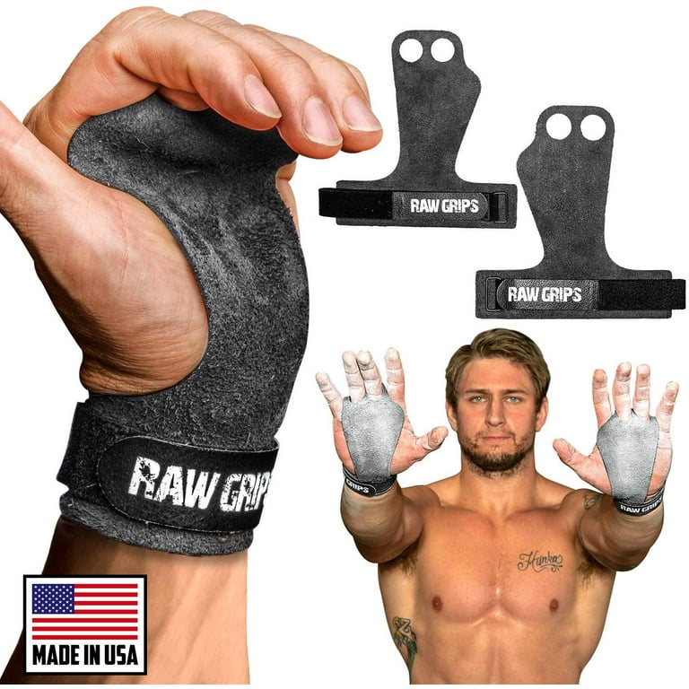 JerkFit RAW Grips 2 Finger Leather Hand Grips for Gymnastics Cross Training Full Palm Protection 4 WODs Weightlifting Calisthenics Pull ups