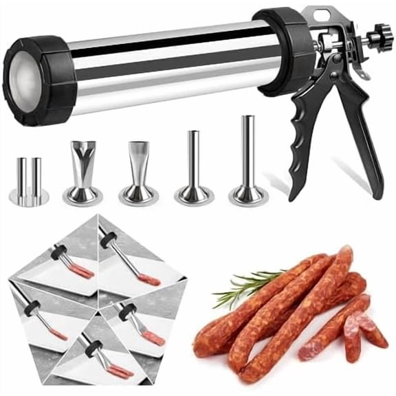 Jerky Gun for Ground Meat - Professional Beef Jerky Gun Kits Stainless Steel Jerky Maker Jerky Cannon Meat Gun Large Capacity Jerky Making Kit$$Home Decor, Kitchen, & Other