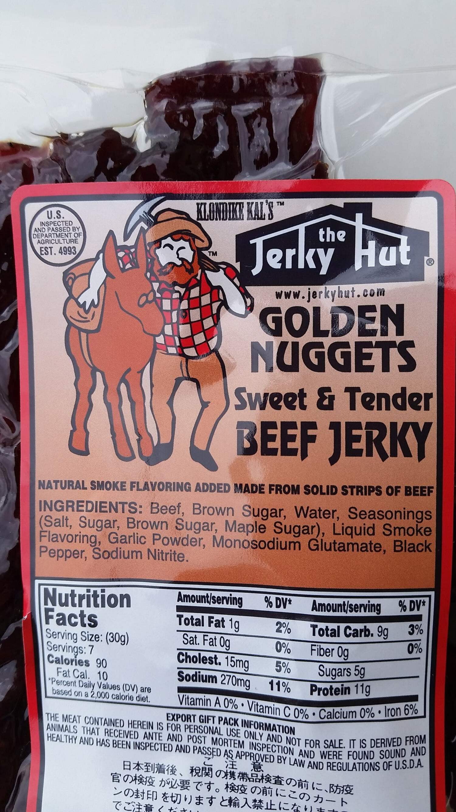 Jerky Hut | Golden Nugget (Sweet and Tender) Gluten-Free (8 oz)