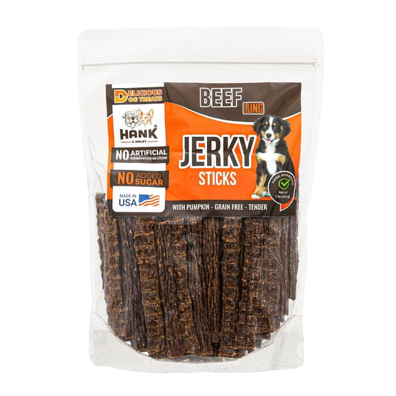 Jerky Sticks Dog Treats - USA Lean Beef with Pumpkin. NO Flour, Fillers or added Sugar. 1lb