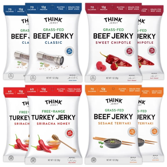 Jerky Variety Pack by Think Jerky 1 Ounce (8 Pack)