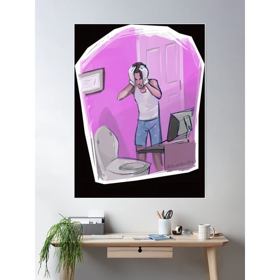Jerma Bathroom Breakdown Poster Wall Art, Modern Wall Decor For Living Room Bedroom, 8x12 UNFRAMED