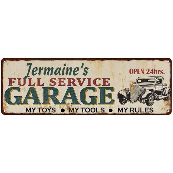 Jermaine's Full Service Garage Metal Sign 6x18 Rusty Man Cave 206180047246