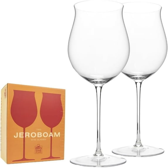 Jeroboam Crystal Wine Glasses Set of 2 - Premium Full Bottle Giant Wine Glass (34 oz)