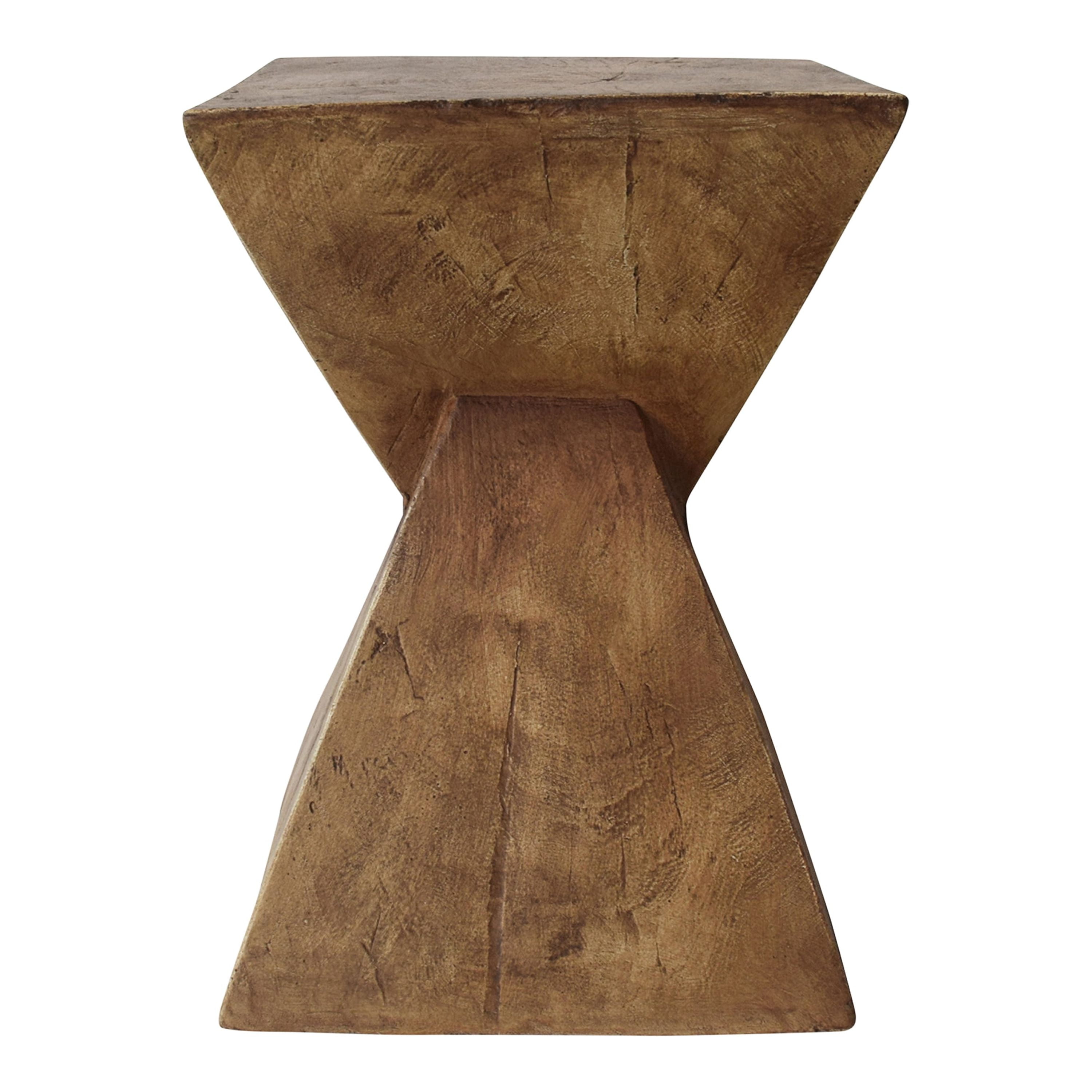 Twisted Hourglass Modern Accent Table in Wood Finish