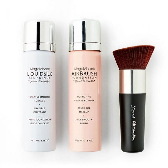 Jerome Alexander MagicMinerals AirBrush Foundation 3 Piece Set, Spray Makeup Set with Anti-aging Ingredients for Smooth Radiant Skin