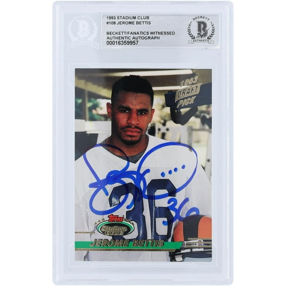 Jerome Bettis Los Angeles Rams Autographed 1993 Topps Stadium Club #108 Beckett Fanatics Witnessed Authenticated Rookie Card - Fanatics Authentic Certified