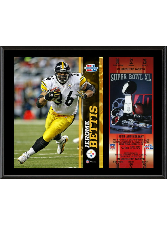 Jerome Bettis Pittsburgh Steelers 12" x 15" Super Bowl XL Plaque with Replica Ticket