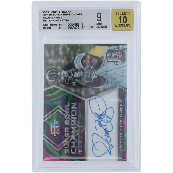 Jerome Bettis Pittsburgh Steelers Autographed 2018 Panini Spectra Neon Marble #SB40 #2/4 BGS Authenticated 9/10 Card - 9.5,9,9,8.5 Subgrades - Fanatics Authentic Certified