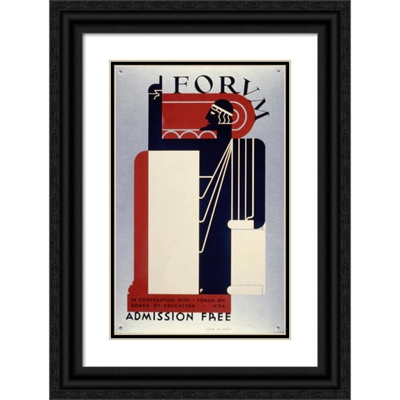 Jerome Henry Rothstein 17x24 Black Ornate Framed Double Matted Museum Art Print Titled: Forum in Cooperation with Forum Div., Board of Education (1936-1941)