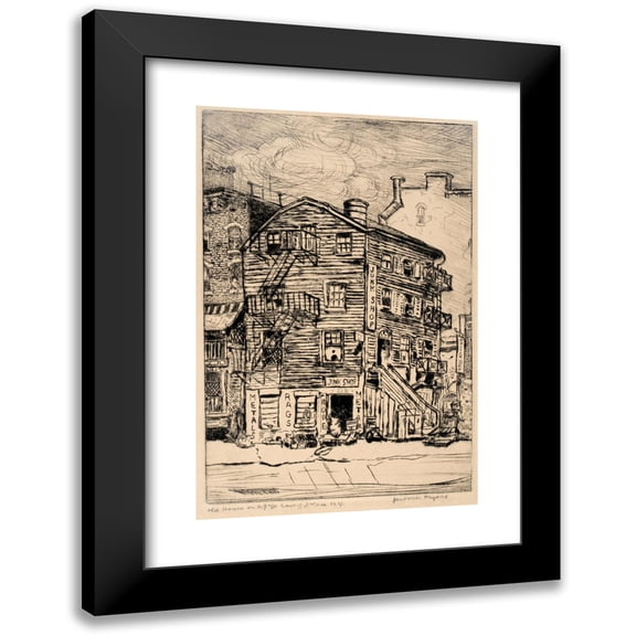 Jerome Myers 17x24 Black Modern Framed Museum Art Print Titled - Old House on 29th St. East of 3rd Ave. N.Y.