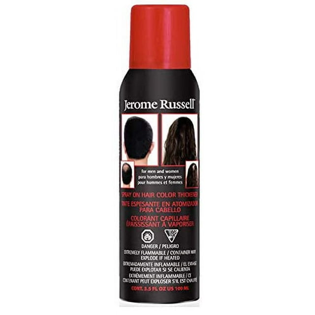 Jerome RusselL SPRAY ON HAIR COLOR THICKENER for MEN & WOMEN (w/Sleek Steel Pin Tail Comb) 3.5 oz / 100 g Haircolor Dye for Thinning hair or Hair Loss Hairspray (Medium Brown)