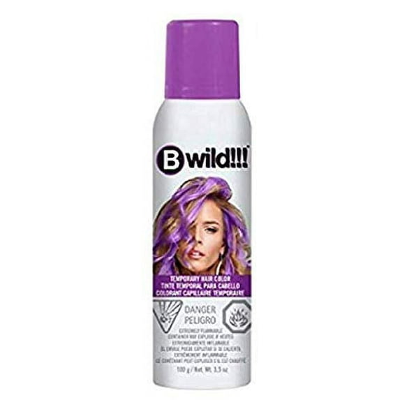 Jerome Russell B WILD Temporary Hair Color Aerosol Spray, Vibrant Chalk Colors (w/Sleek Steel Pin Tail Comb) Haircolor Dye Hairspray (Panther Purple)