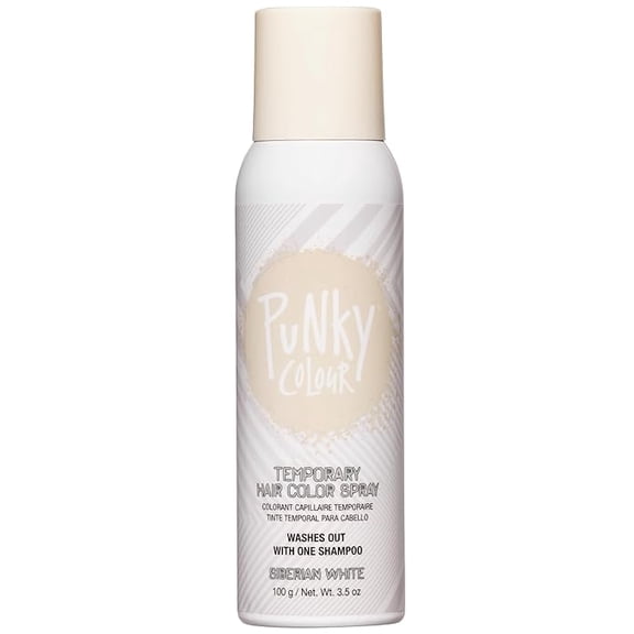 Punky Colour Temporary Hair Color Spray, Instant Vivid Wash Out Hair Dye, Siberian White, 3.5 oz