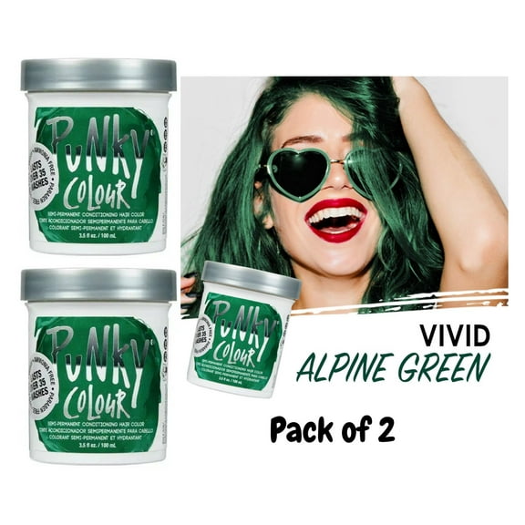 Jerome Russell PUNKY COLOUR Semi Permanent Conditioning Color 3.5 oz - Alpine Green ( PACK OF 2 )