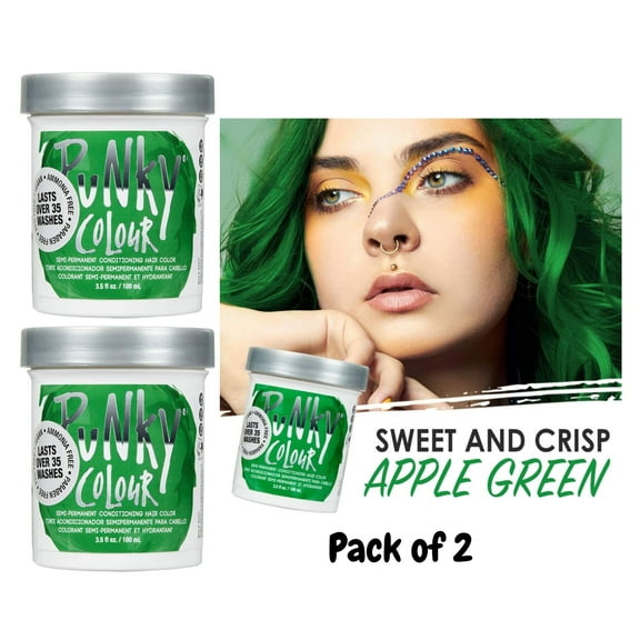 Jerome Russell PUNKY COLOUR Semi Permanent Conditioning Color 3.5 oz - Apple Green ( PACK OF 2 )