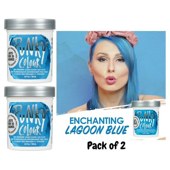 Jerome Russell PUNKY COLOUR Semi Permanent Conditioning Color 3.5 oz - Lagoon Blue ( PACK OF 2 )