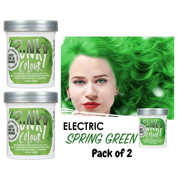 Jerome Russell PUNKY COLOUR Semi Permanent Conditioning Color 3.5 oz - Spring Green ( PACK OF 2 )