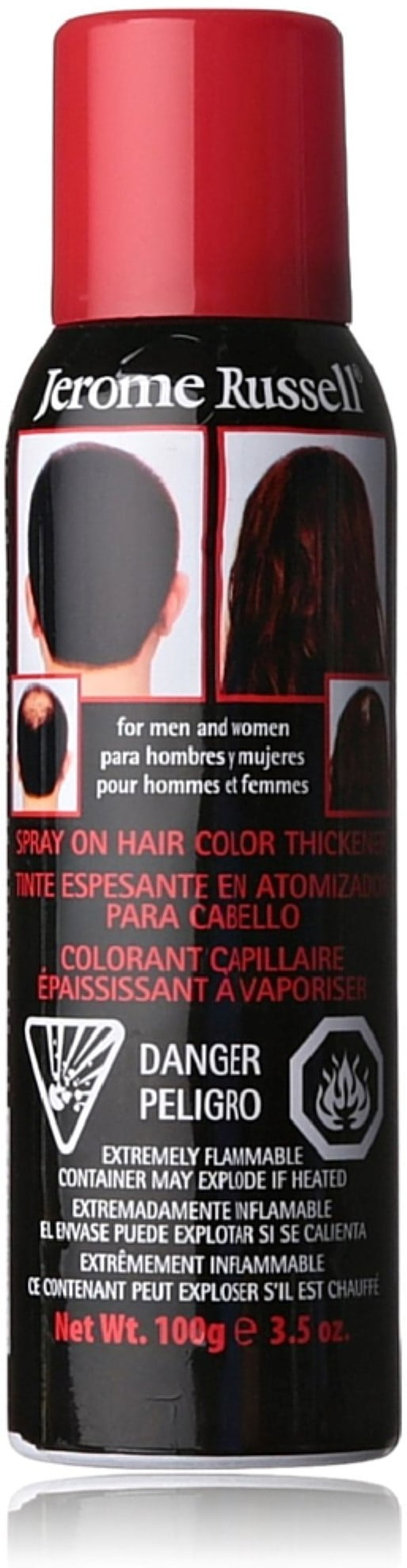 Jerome Russell Spray-On Hair Color Thickener, Dark Brown 3.50 oz (Pack of 6)