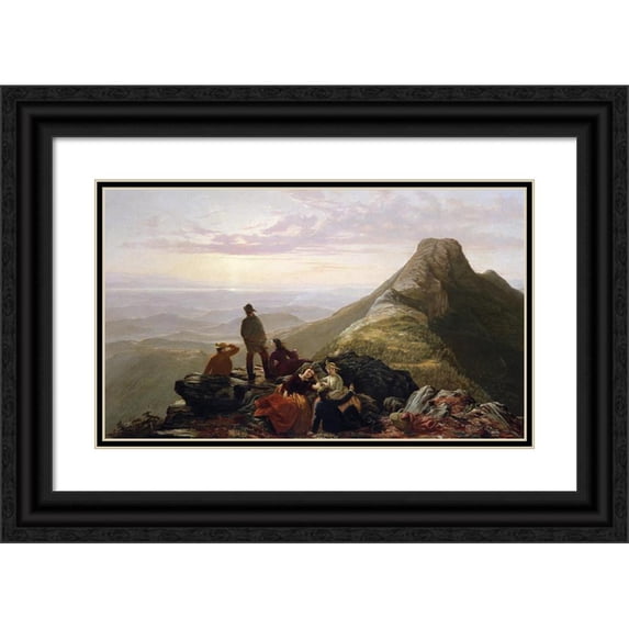 Jerome Thompson 14x10 Black Ornate Wood Framed Double Matted Museum Art Print Titled: The Belated Party on Mansfield Mountain (1858)