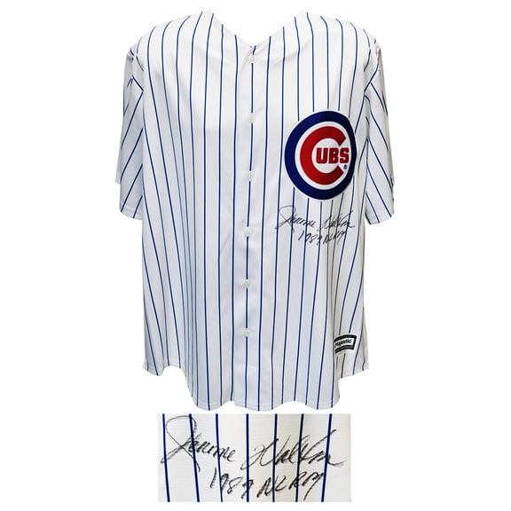 Jerome Walton Signed Chicago Cubs Majestic White Pinstripe Replica Baseball Jersey w/1989 NL ROY