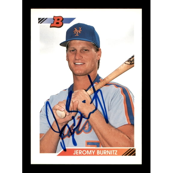 Jeromy Burnitz Autographed 1992 Bowman Rookie Card #189 New York Mets SKU #195646