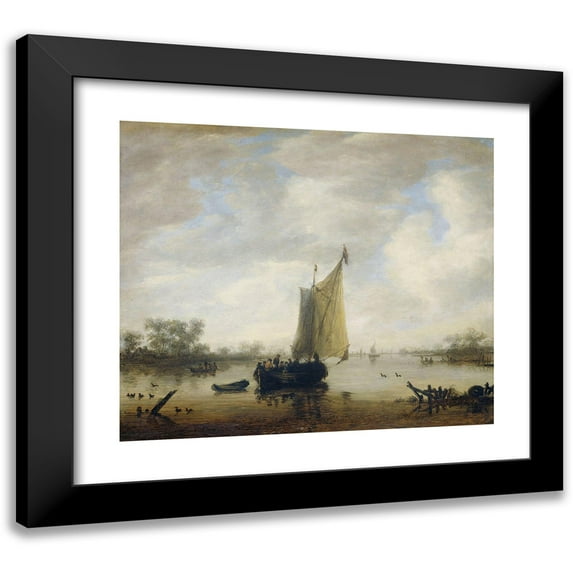 Jeronymus van Diest II 14x12 Black Modern Framed Museum Art Print Titled - River View (1650 - 1675)