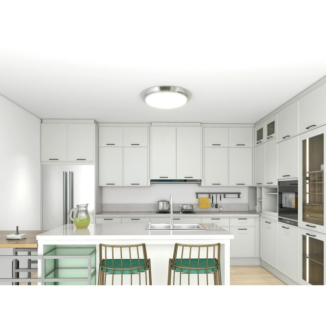 Jerry 17W Brushed Nickel LED Flush Mount Ceiling Light - 2'' H X 11'' W X 11'' D