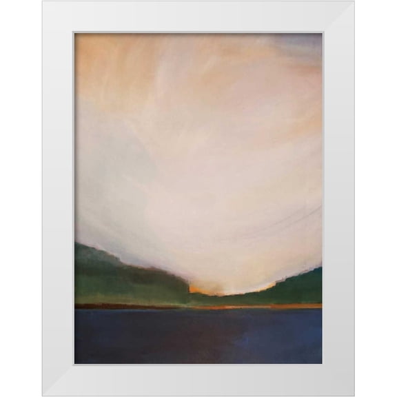 Jerry, Alison 12x14 White Modern Wood Framed Museum Art Print Titled - Sunset by the Lake I