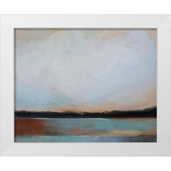 Jerry, Alison 24x20 White Modern Wood Framed Museum Art Print Titled - Blue Sunset