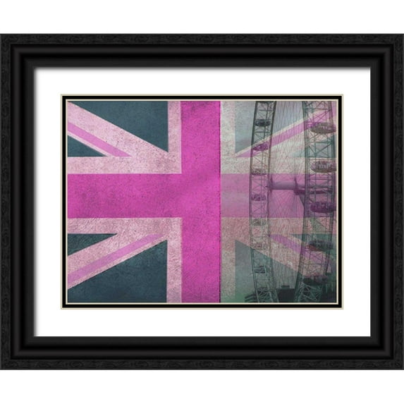 Jerry, Alison 32x25 Black Ornate Wood Framed with Double Matting Museum Art Print Titled - The London Eye