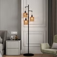 thumbnail image 1 of Jerry Boho 3-Light Tree Floor Lamp With Rattan Drum Shades Dimmable/Black, 1 of 5