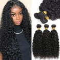 thumbnail image 1 of Jerry Curly Bundles Human Hair 24 24 26 Inch Brazilian 100% Unprocessed Virgin Human Hair Double Weft Deep Curly Weave Natural Black, 1 of 5