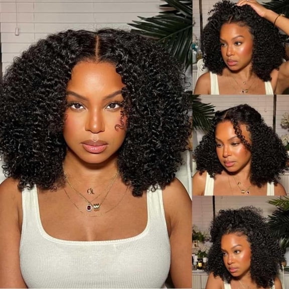 Jerry Curly Wave 6x5 Pre Cut Lace Front Wigs 100%Human Hair For Women Bleached Knots Pre Everything Put and Go Black Wig Natural Hairline 200% density 18 inch
