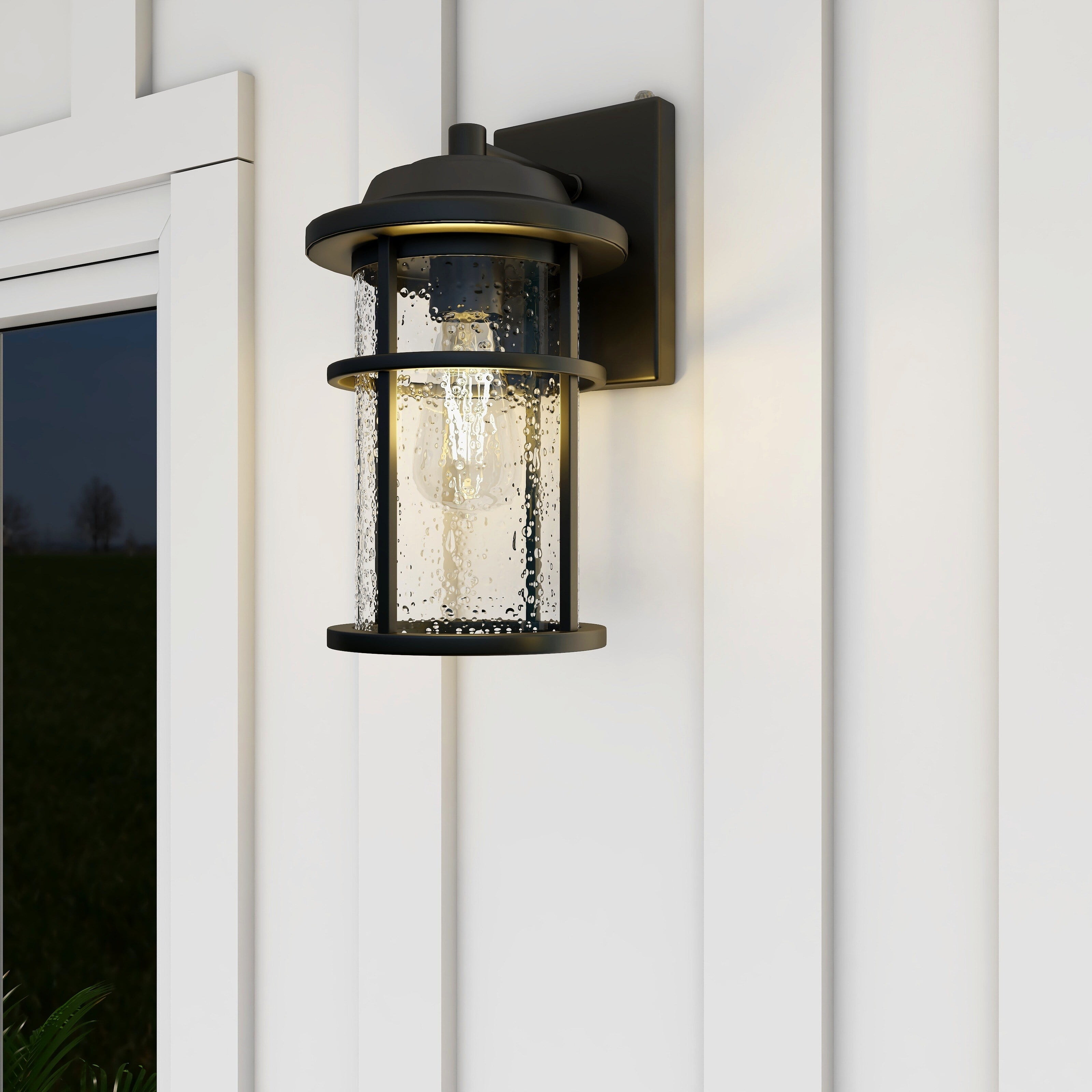 Matte Black Medium Dusk to Dawn Outdoor Wall Lantern