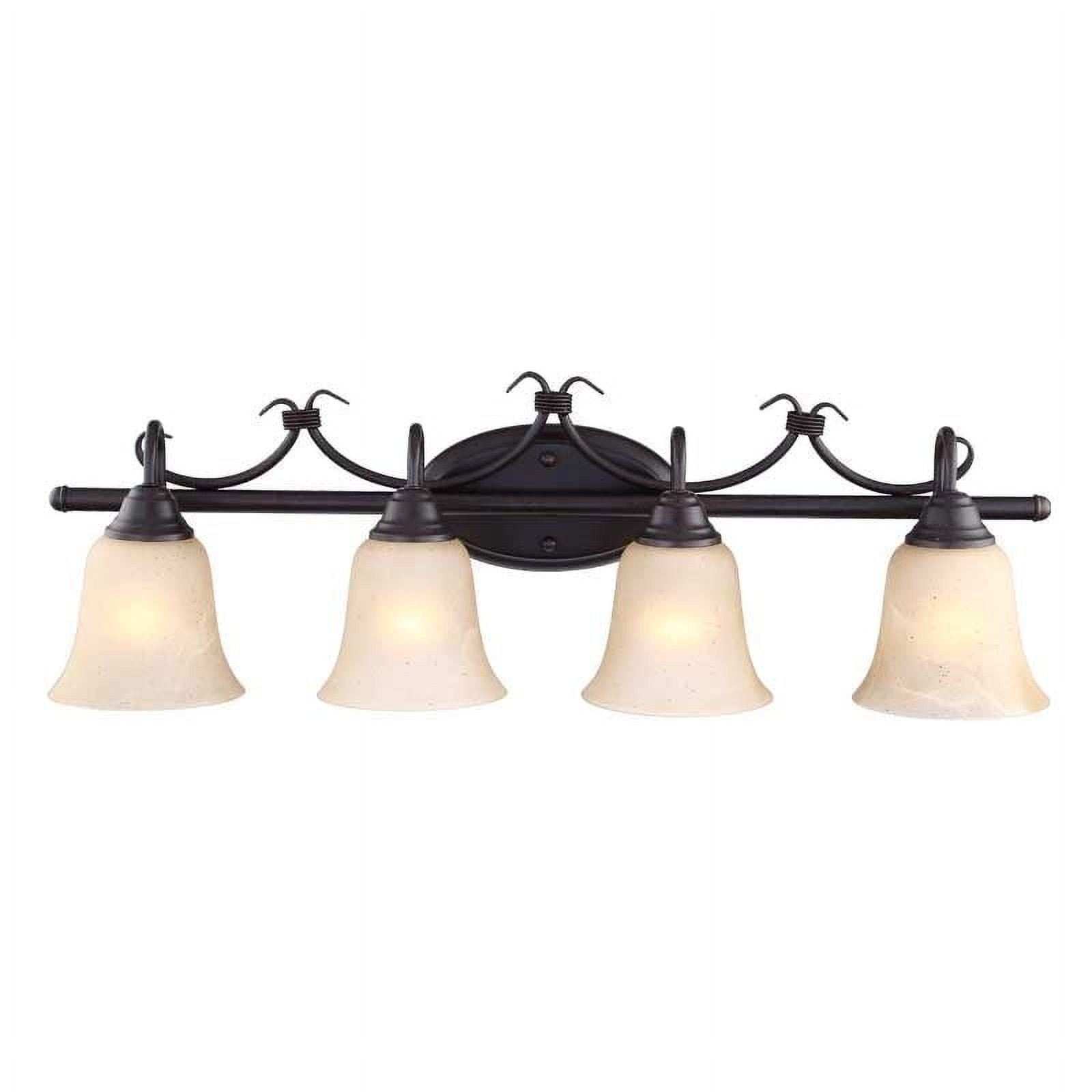 Bronze 4-Light Vanity Fixture with Glass Shades