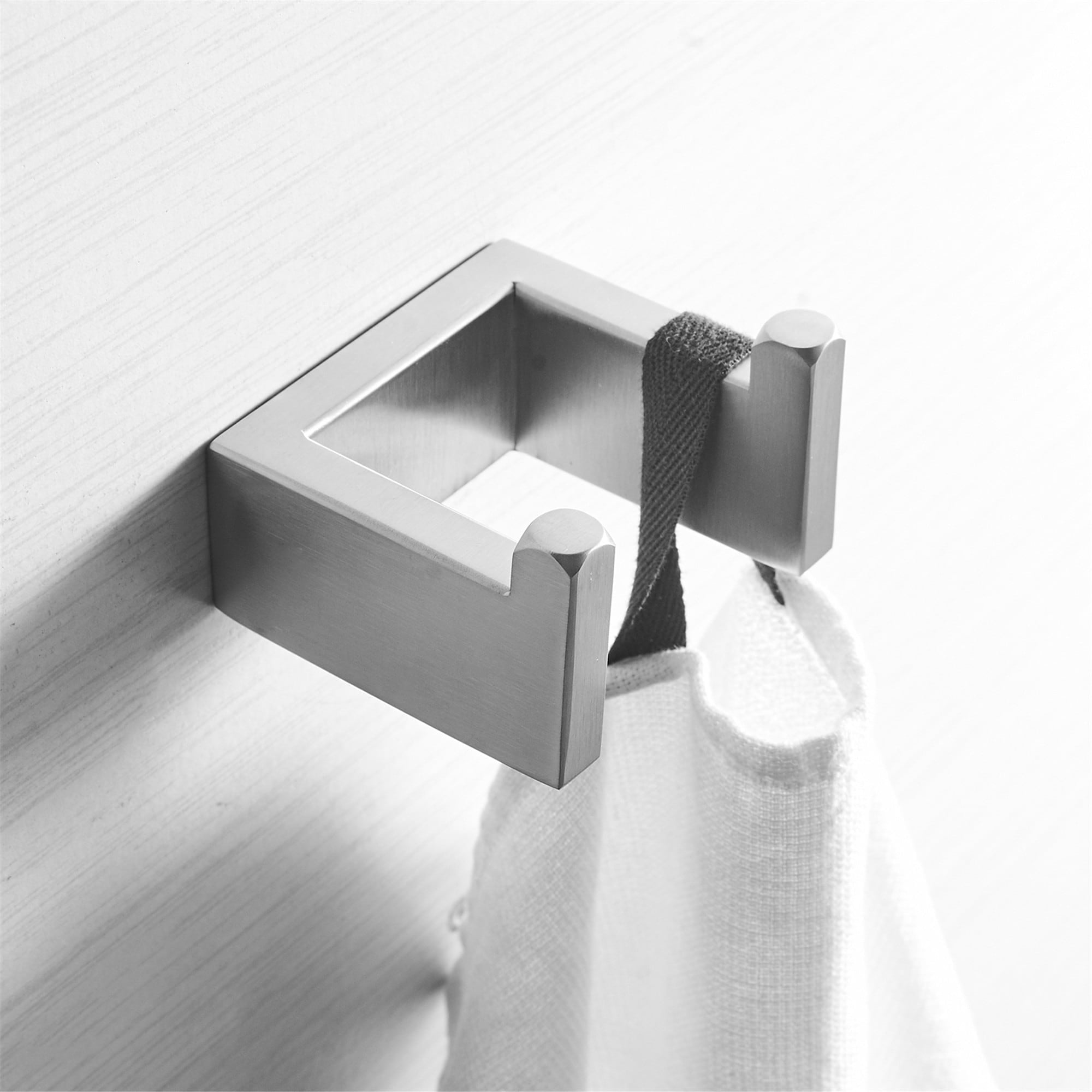 Silver Brushed Nickel Double Robe Hook with Stainless Steel