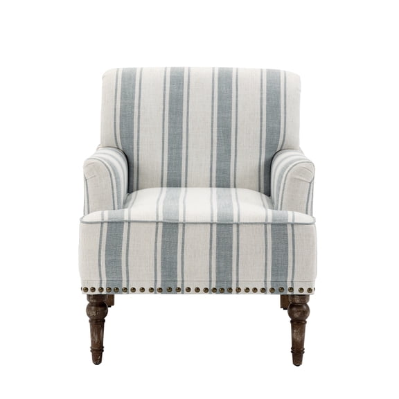 Lumibee Vintage 29" W Patterned Striped Accent Chairs 1-Piece - Blue Stripe