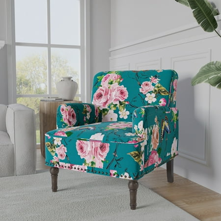 Lumibee Vintage 29" W Patterned Striped Accent Chairs 1-Piece - Floral