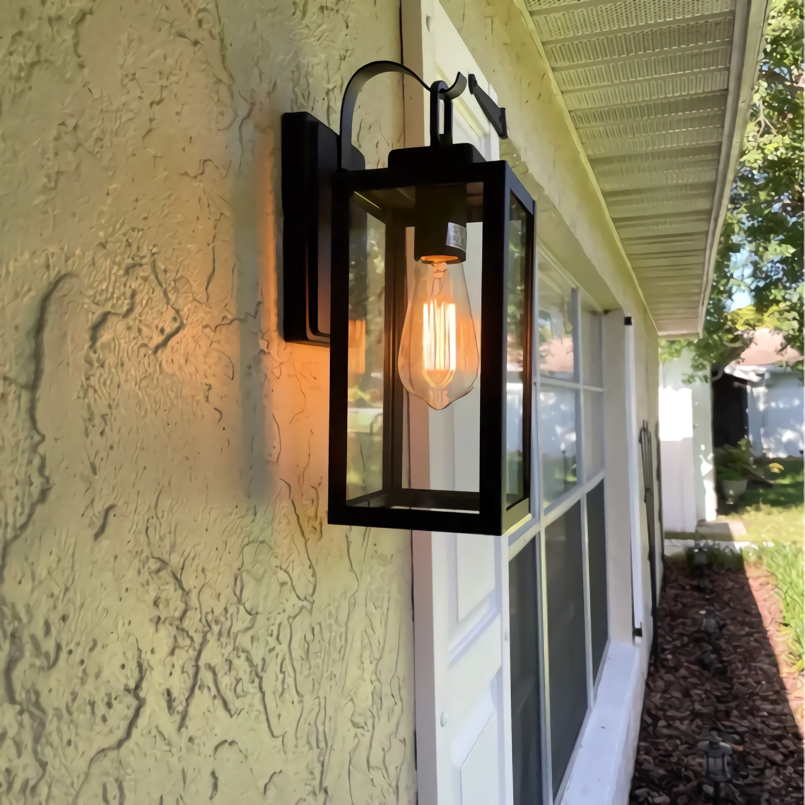 Jerry Guo Modern Black Outdoor Wall Light Square Glass Sconce Black N/A ...