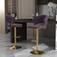 thumbnail image 1 of Lumibee Set of 2 Modern Velvet Adjustable Bar Stools with Backs Set of 2 - Purple, 1 of 5