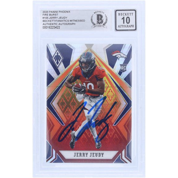 Jerry Jeudy Denver Broncos Autographed 2020 Panini Phoenix Fire Burst #105 Beckett Fanatics Witnessed Authenticated 10 Rookie Card - Fanatics Authentic Certified