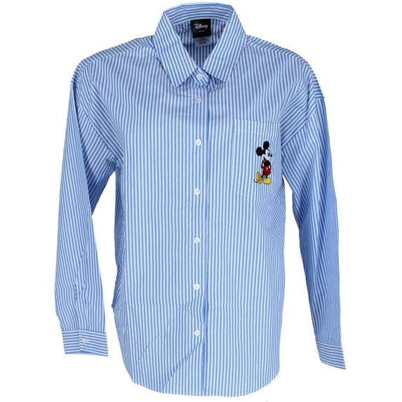 Adult Mickey Woven Long Sleeve Button Up Top