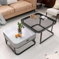 thumbnail image 1 of Jerry & Maggie Ø 27.5" Tempered Glass Coffee Tables for Living Room Modern Farmhouse, Square Glass Nesting Coffee Table Set of 2, Side Table 2-Piece Set, 1 of 14
