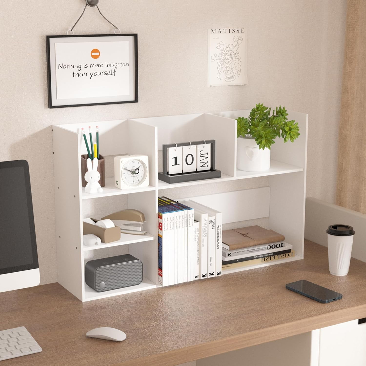 Jerry & Maggie - Desk Organizer 2-Tier WPC Curved Shelf Cosmetic Rack Office Home Bathroom Storage - Free Standing Shelving