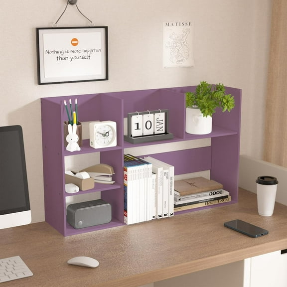 Jerry & Maggie Extra Large Desk Organizer Shelves for Office Organization, Multi Units Storage Rack Home Office Accessories, Office Must Haves Desk Shelf for Top of Desk, Violet