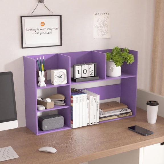 Jerry & Maggie Extra Large Desk Organizer Shelves for Office Organization, Multi Units Storage Rack Home Office Accessories, Office Must Haves Desk Shelf for Top of Desk, Violet