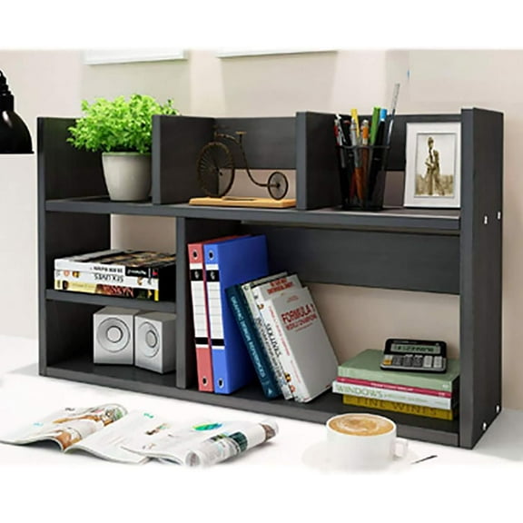 Jerry & Maggie Extra Large Desk Organizer Shelves for Office Organization, Multi Units Storage Rack Home Office Accessories, Office Must Haves Desk Shelf for Top of Desk, Black