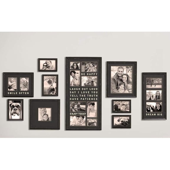 Jerry & Maggie - Luxury Typography Sets | Photo Frame | Wall Decor Bar - Wall Decor Combination - Gold Black PVC Picture Large Frame Selfie Gallery Collage Wall Hanging System - Wall Mounting Design