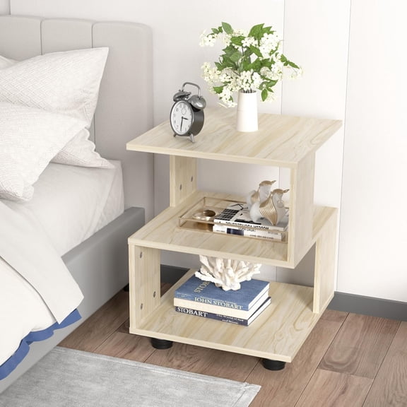 Jerry & Maggie Magic Cube Nightstand Decor, Modern Nightstand for Bedroom, Single Bedside Cabinet, 1 Pack Mid Century Wood nightstand, White Wood Tone